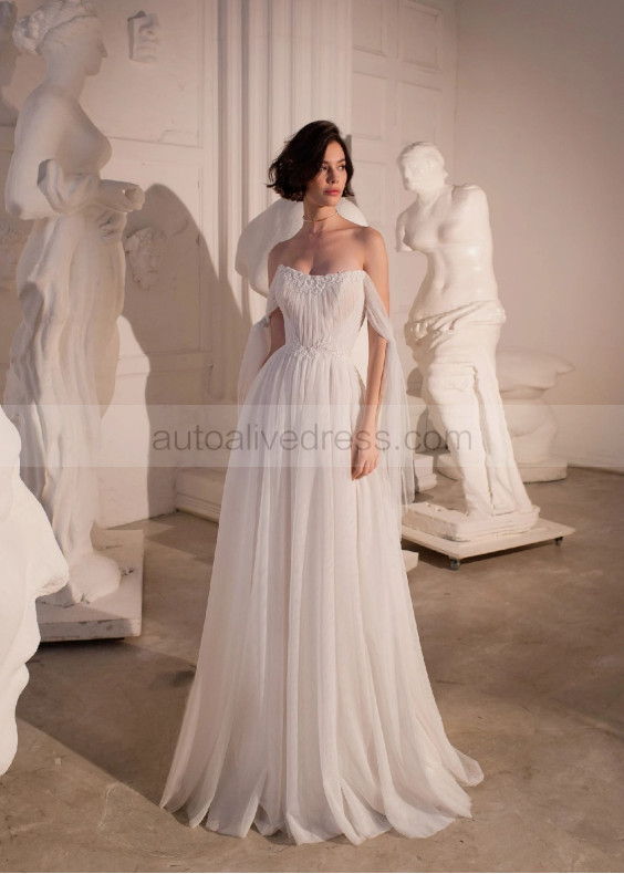 Off Shoulder Ivory Lace Tulle Simple Wedding Dress Off Shoulder Ivory Lace Tulle Simple Wedding Dress